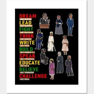 Dream Like Martin Black History Month African Men Women BHM Posters and Art